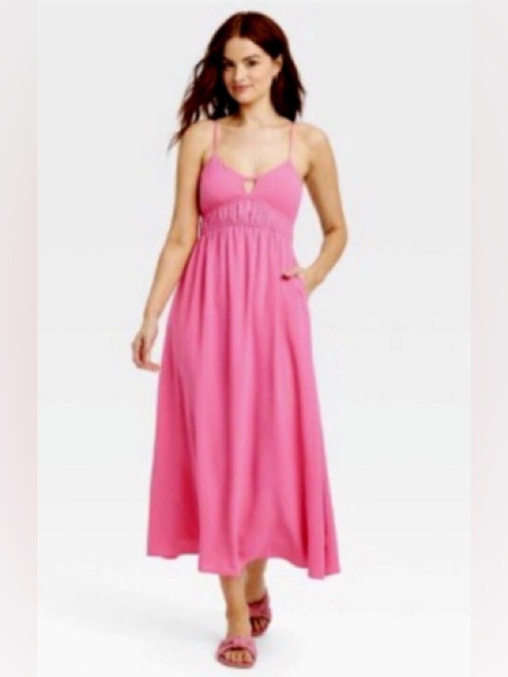 A New Day Pink Midi Dress XXL Sleeveless Flowy Summer